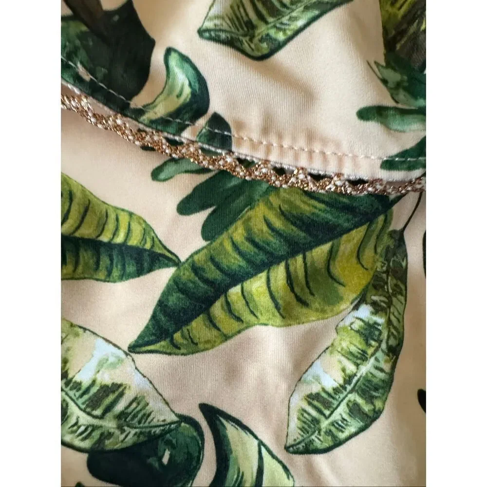 Janie & Jack girls 2T palm print iced nectar pink green one piece swimsuit bathi